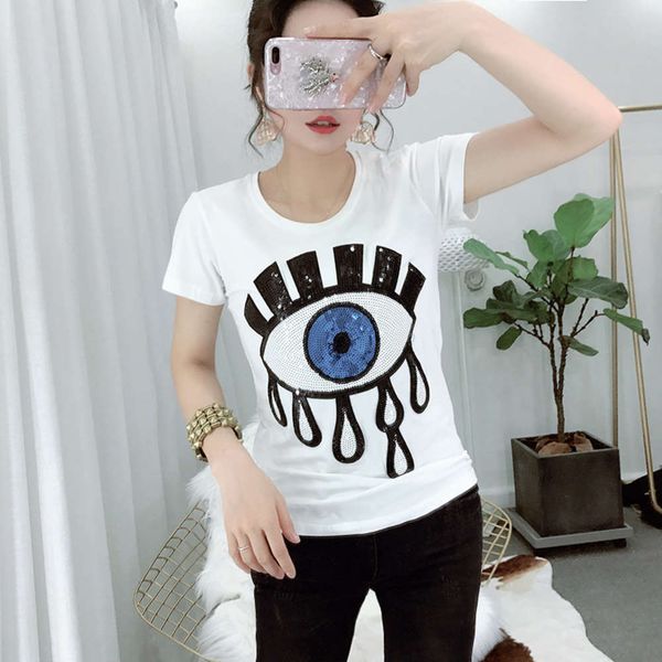 2020 women's t-shirt big ey sequin embroidery summer new short sleeve round neck bottoming shirt, Black;gray
2020 women's t-shirt big ey sequin embroidery summer new short sleeve round neck bottoming shirt, Black;gray