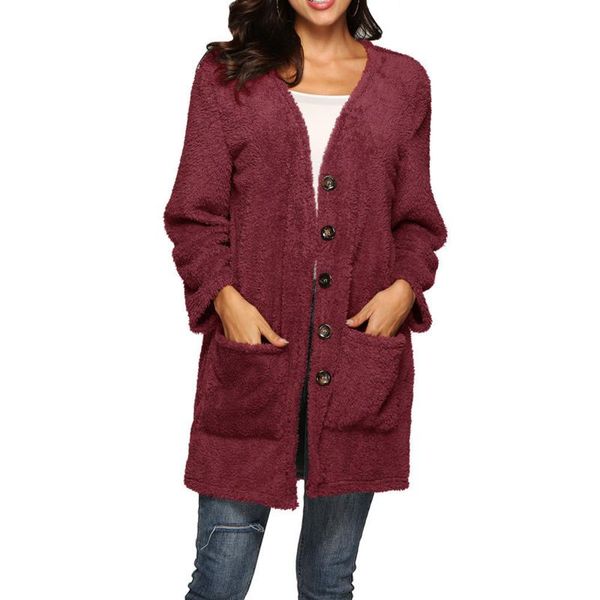 women's jackets winter long jacket women plush coat casual single breasted pockets v neck coats sleeve solid female, Black;brown
women's jackets winter long jacket women plush coat casual single breasted pockets v neck coats sleeve solid female, Black;brown