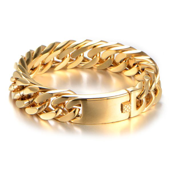 cool men stainless steel gold cuban chain link bracelets men's hand wrist 16mm width bracelet fashion jewelry gift, Black
cool men stainless steel gold cuban chain link bracelets men's hand wrist 16mm width bracelet fashion jewelry gift, Black