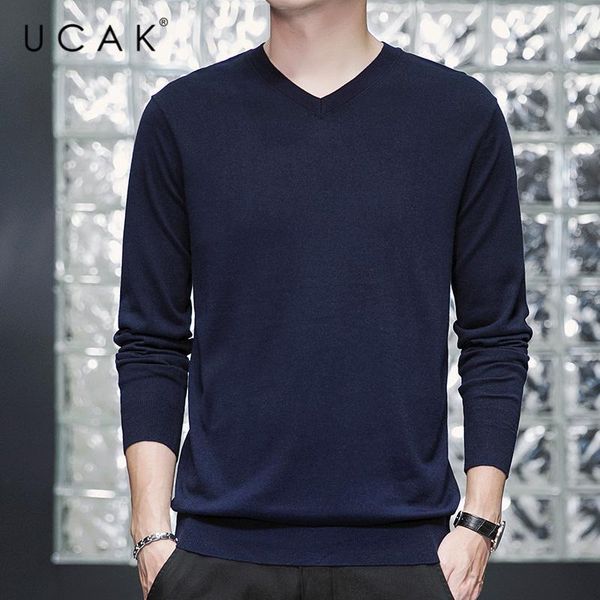 ucak brand men's solid color v-neck knitting sweater clothing autumn new streetwear casual long sleeve pullover homme u10061, White;black
ucak brand men's solid color v-neck knitting sweater clothing autumn new streetwear casual long sleeve pullover homme u10061, White;black