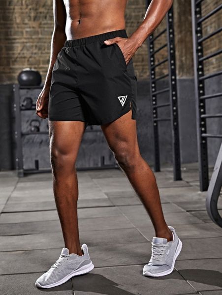 men slit hem graphic print shorts k4or#, Black
men slit hem graphic print shorts k4or#, Black