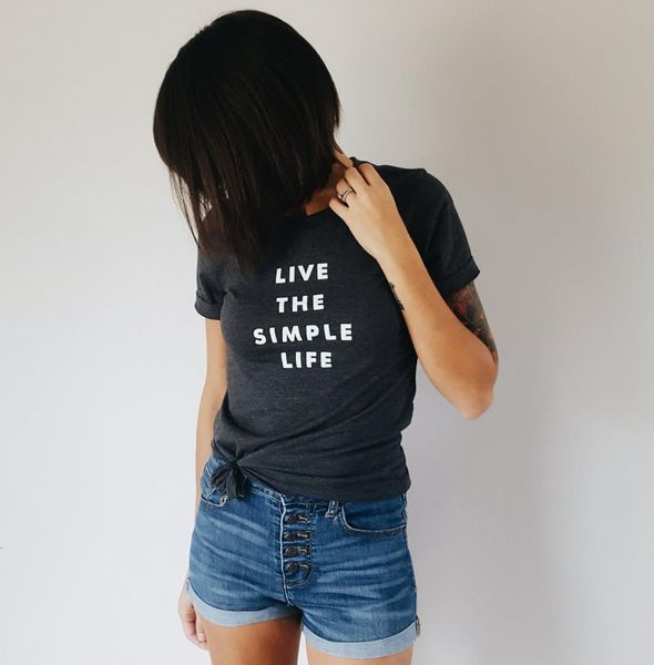 live the simple life letters women tshirt cotton casual funny t shirt for lady yong girl tee drop ship s-203, White 
live the simple life letters women tshirt cotton casual funny t shirt for lady yong girl tee drop ship s-203, White