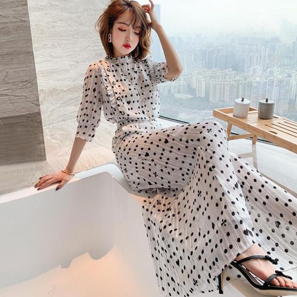 summer dot print two piece set outfits women ruffles button shirts white + pleats wide leg pants suits chiffon 2 pieces set1
summer dot print two piece set outfits women ruffles button shirts white + pleats wide leg pants suits chiffon 2 pieces set1