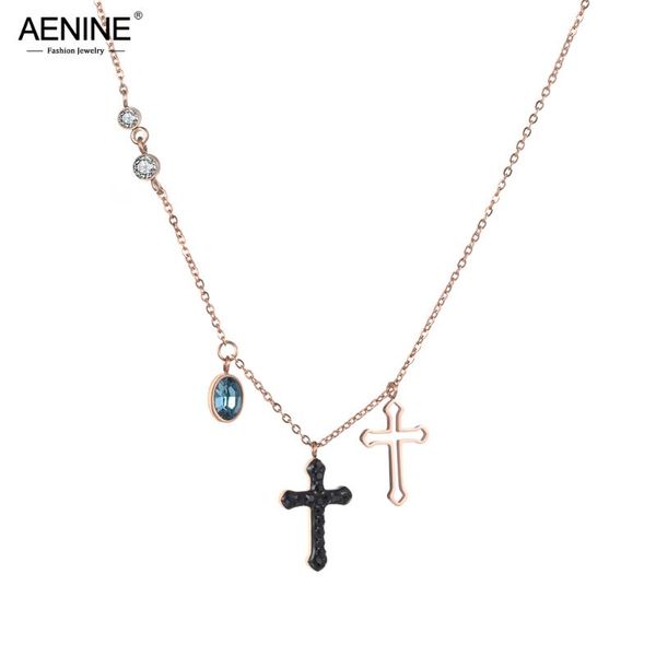 pendant necklaces aenine religious stainless steel rose gold charm hollow out & black crystals corss necklace for women an18271, Silver
pendant necklaces aenine religious stainless steel rose gold charm hollow out & black crystals corss necklace for women an18271, Silver
