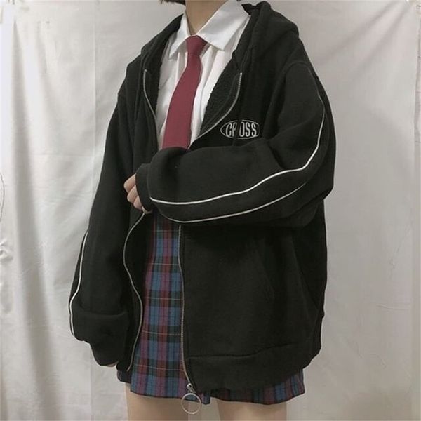 streetwear harajuku oversized sweatshirt women print letter zip up hoodies student plus size outwear female loose 201216, Black
streetwear harajuku oversized sweatshirt women print letter zip up hoodies student plus size outwear female loose 201216, Black