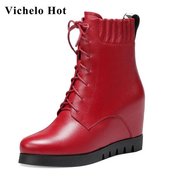 vichelo 2021 fashion boots real cow leather increasing flat platform round toe thick high heel lace up basic ankle boots l62, Black
vichelo 2021 fashion boots real cow leather increasing flat platform round toe thick high heel lace up basic ankle boots l62, Black