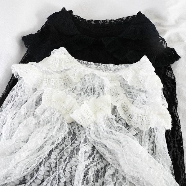 k759 hong kong flavor ins fashionable double layer baby collar loose and thin with long sleeve lace, White
k759 hong kong flavor ins fashionable double layer baby collar loose and thin with long sleeve lace, White