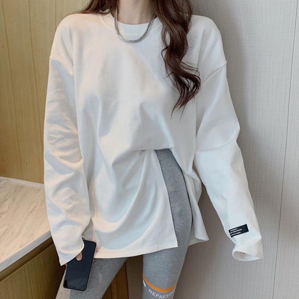 korean white sanding plus velvet thicken split long sleeve casual long women t-shirt loose oversized t shirt female 2021
korean white sanding plus velvet thicken split long sleeve casual long women t-shirt loose oversized t shirt female 2021