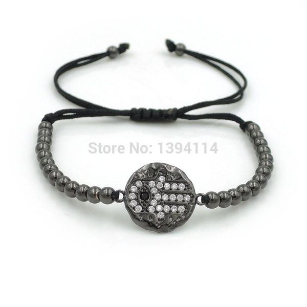 charm bracelets 20*15*1.5mm micro pave cz evil eye hamsa hand round & 4mm beads braided macrame bracelet jewelry, Golden;silver
charm bracelets 20*15*1.5mm micro pave cz evil eye hamsa hand round & 4mm beads braided macrame bracelet jewelry, Golden;silver