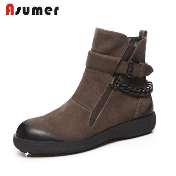 asumer 2020 big size 43 genuine leather shoes women ankle boots chain zip flat casual shoes woman thick fur warm winter boots, Black
asumer 2020 big size 43 genuine leather shoes women ankle boots chain zip flat casual shoes woman thick fur warm winter boots, Black