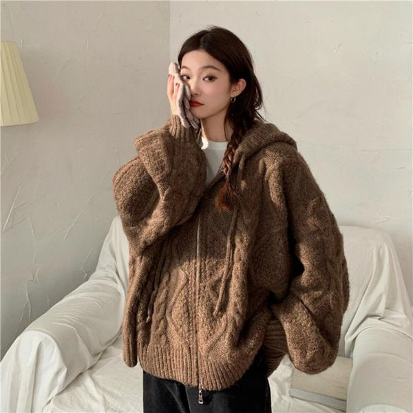 women's knits & tees women autumn winter twist zipper hooded sweater coat knitted cardigan jacket oversized long lantern sleeve outwear, White
women's knits & tees women autumn winter twist zipper hooded sweater coat knitted cardigan jacket oversized long lantern sleeve outwear, White