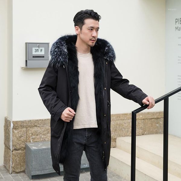 men jacket 100% real raccoon fur parka winter thick warm outwear classic fashion coat plus-size customize1, Black 
men jacket 100% real raccoon fur parka winter thick warm outwear classic fashion coat plus-size customize1, Black