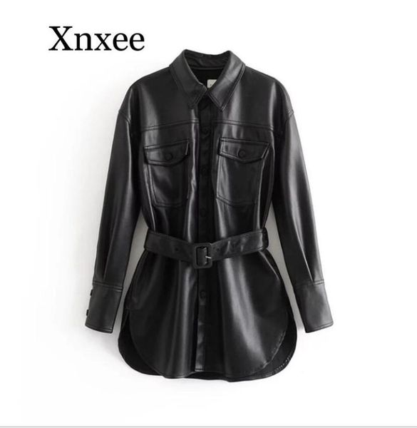 women's leather & faux slim pu coats women fashion jackets elegant tie belt waist pockets buttons female ladies, Black
women's leather & faux slim pu coats women fashion jackets elegant tie belt waist pockets buttons female ladies, Black
