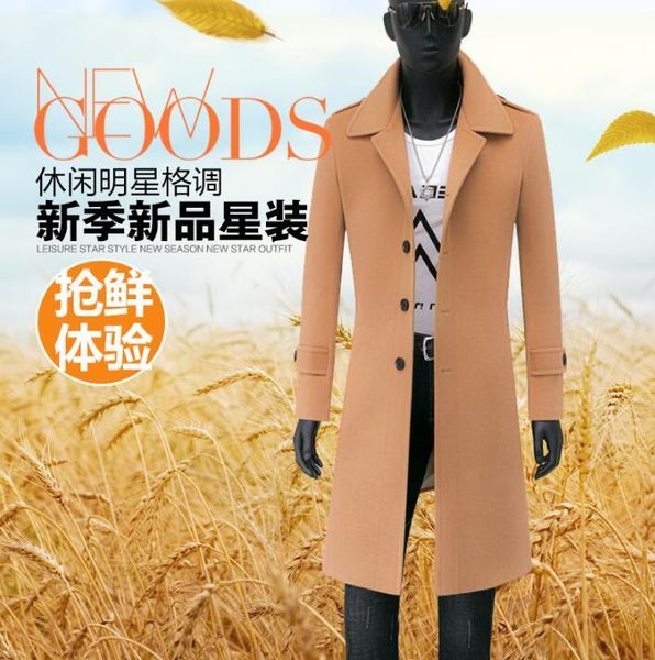 khaki casual woolen coat men single-breasted trench coats long sleeves overcoat mens cashmere coat casaco masculino england, Black
khaki casual woolen coat men single-breasted trench coats long sleeves overcoat mens cashmere coat casaco masculino england, Black