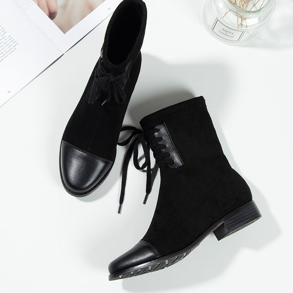 woman boots solid western mid-calf lace-up cowboy short boots flock suede square heels winter booties woman 2019 martin, Black
woman boots solid western mid-calf lace-up cowboy short boots flock suede square heels winter booties woman 2019 martin, Black