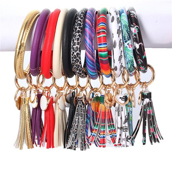 factoryoex0chain bracelet 46styles pu wristr round leather ring tassel pendant leopard bufflao wristband keychain bracel, Silver 
factoryoex0chain bracelet 46styles pu wristr round leather ring tassel pendant leopard bufflao wristband keychain bracel, Silver
