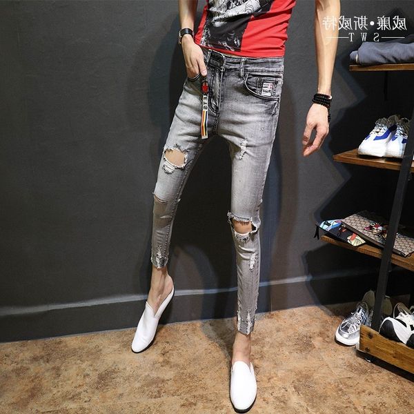 fashion denim jeans male korean trendy brand spirit guy small feet retro beggar hole social people skinny jeans men pencil pants h1209, Blue
fashion denim jeans male korean trendy brand spirit guy small feet retro beggar hole social people skinny jeans men pencil pants h1209, Blue