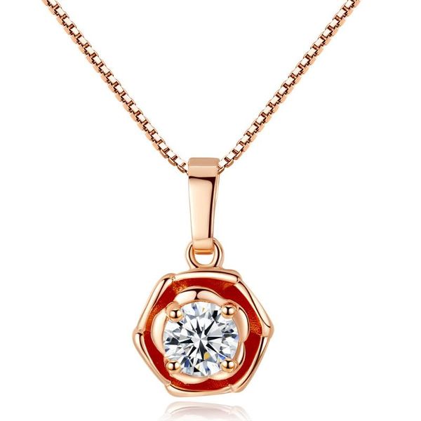 he08 simple micro-inlaid rose flower necklace, wild flower clavicle chain small jewelry necklace, Silver
he08 simple micro-inlaid rose flower necklace, wild flower clavicle chain small jewelry necklace, Silver