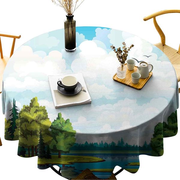 luxurious round table cloth wrinkle resistant trees by the lake greenery and white clouds summer season peaceful idyllic
luxurious round table cloth wrinkle resistant trees by the lake greenery and white clouds summer season peaceful idyllic