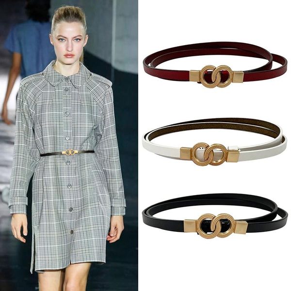 double round belts for women gold metal buckle pu leather belt fashion wild thin waistband female dress accessories, Black;brown
double round belts for women gold metal buckle pu leather belt fashion wild thin waistband female dress accessories, Black;brown