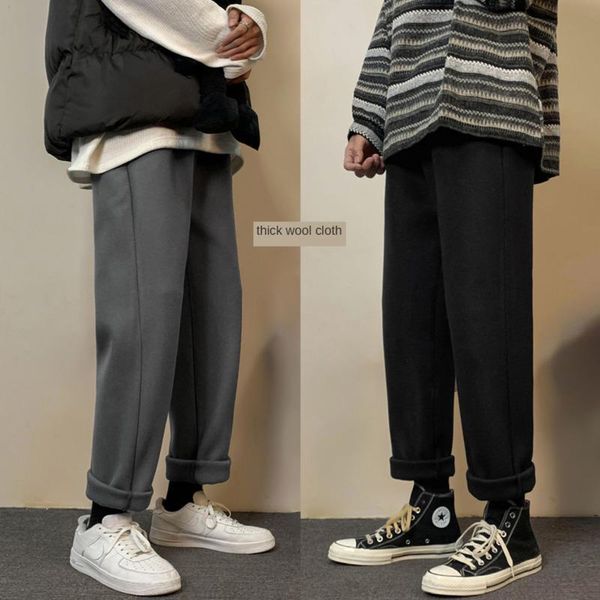 men's pants winter thick woolen warm fashion straight casual men streetwear loose korean drawstring trousers mens, Black
men's pants winter thick woolen warm fashion straight casual men streetwear loose korean drawstring trousers mens, Black