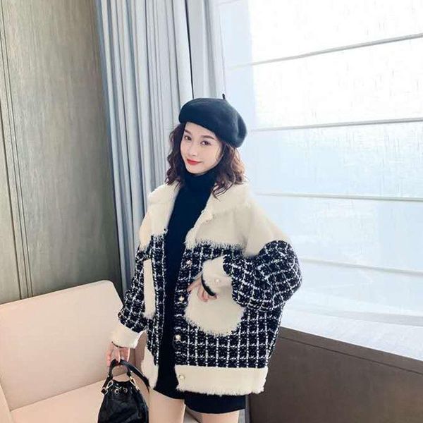 women's wool & blends imitation mink velvet coat short style korean-style woolen winter clothes, Black
women's wool & blends imitation mink velvet coat short style korean-style woolen winter clothes, Black