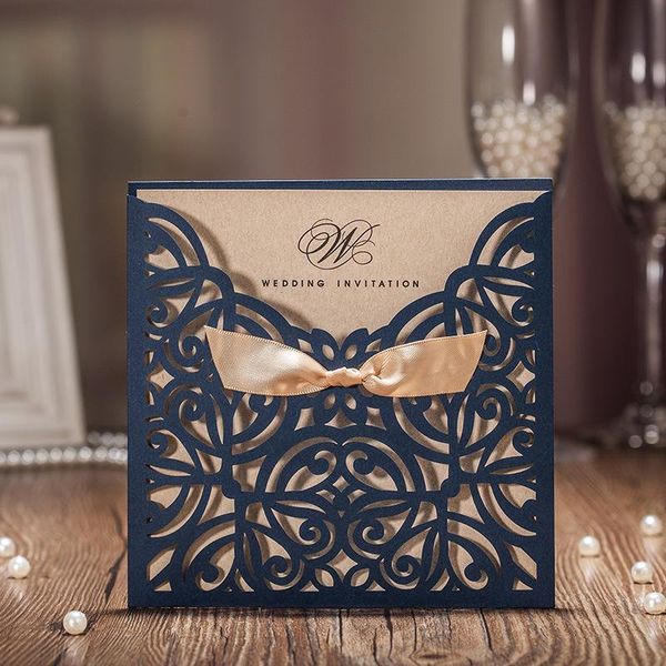 50pcs navy blue laser cut customized wedding invitations cards with bowknot paper cardstock for wedding engagement party
50pcs navy blue laser cut customized wedding invitations cards with bowknot paper cardstock for wedding engagement party
