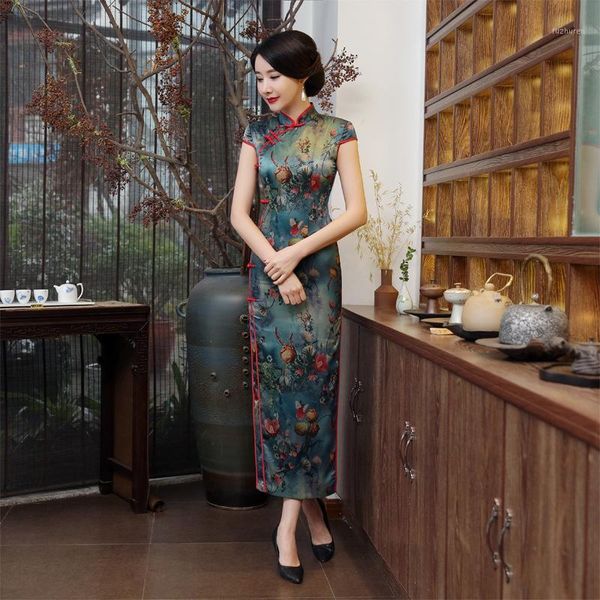 women's long banquet dress improved cheongsam printed fashion show short sleeve silk chinese chi-pao s-3xl1, Red
women's long banquet dress improved cheongsam printed fashion show short sleeve silk chinese chi-pao s-3xl1, Red