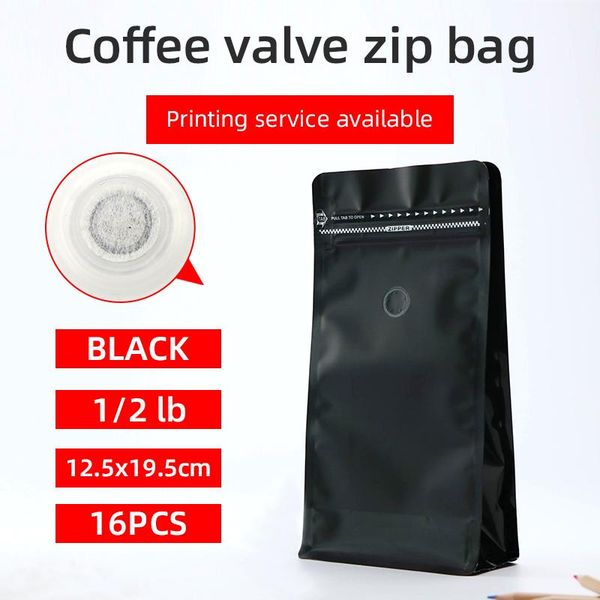 storage bags 16pcs 1/2 pound 250g matte black coffee bean one side degassing valve packaging bag aluminum block bottom pouch
storage bags 16pcs 1/2 pound 250g matte black coffee bean one side degassing valve packaging bag aluminum block bottom pouch