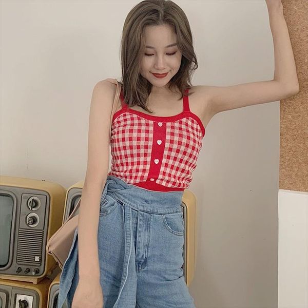 women knitted plaid straps camis with buttons club seey female tank sleeveless crop sweet chic tee shirts crop, White
women knitted plaid straps camis with buttons club seey female tank sleeveless crop sweet chic tee shirts crop, White