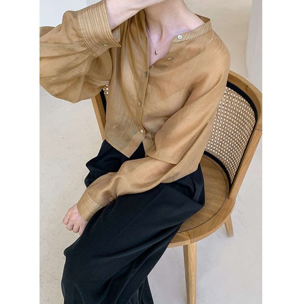 mulan women's early autumn 2020 new stand collar loose long sleeve versatile tencel shirt 20788, White
mulan women's early autumn 2020 new stand collar loose long sleeve versatile tencel shirt 20788, White
