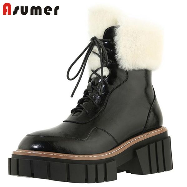 asumer 2021 genuine leather shoes women wool snow boots square heel casual shoes women winter ankle boots, Black
asumer 2021 genuine leather shoes women wool snow boots square heel casual shoes women winter ankle boots, Black