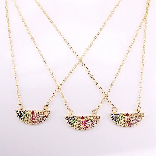 pendant necklaces 6pcs, gold filled women fashion cz micro pave jewelry rainbow crystal colorful zirconia half round, Silver
pendant necklaces 6pcs, gold filled women fashion cz micro pave jewelry rainbow crystal colorful zirconia half round, Silver