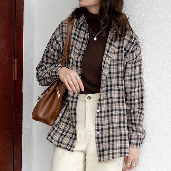 vintage plaid shirt women 2021 spring full sleeve loose blouse famale turn-down collar casual button up shirts1, White
vintage plaid shirt women 2021 spring full sleeve loose blouse famale turn-down collar casual button up shirts1, White