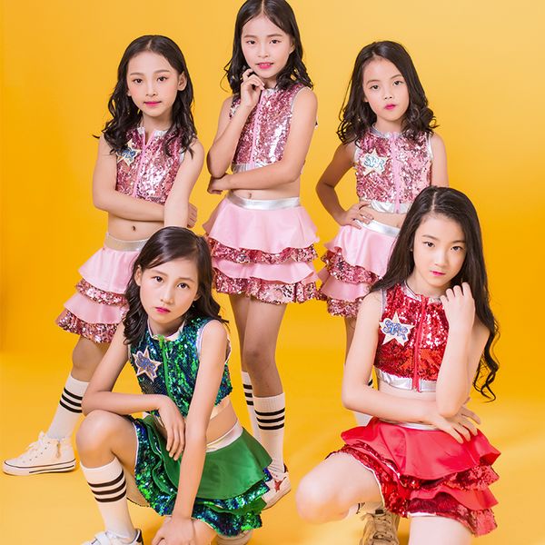 new jazz costume baby girls sequin crop skirts cheerlead suit performance clothes modern festival children stage wear bi836, Black;red
new jazz costume baby girls sequin crop skirts cheerlead suit performance clothes modern festival children stage wear bi836, Black;red