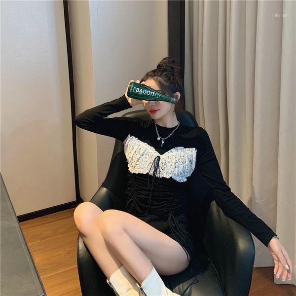 y new style fashion korean-style lace joint tube drawstring slim fit slimming long-sleeved t-shirt1, White
y new style fashion korean-style lace joint tube drawstring slim fit slimming long-sleeved t-shirt1, White