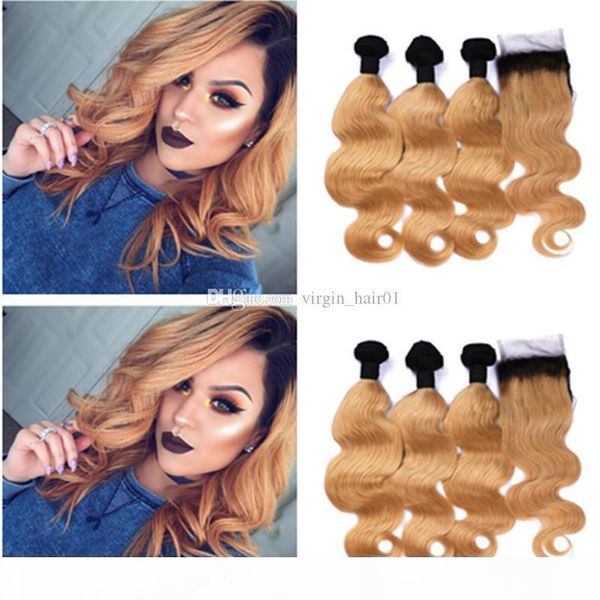 9a grade ombre brazilian body wave 3 bundles with closure ombre 1b 27 dark honey blonde virgin human hair extensions ombre hair, Black;brown
9a grade ombre brazilian body wave 3 bundles with closure ombre 1b 27 dark honey blonde virgin human hair extensions ombre hair, Black;brown