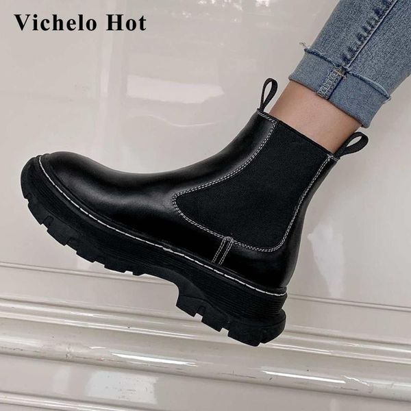 boots vichelo short genuine leather sewing platform round toe thick high heel slip on convenient winter ankle l1f2, Black
boots vichelo short genuine leather sewing platform round toe thick high heel slip on convenient winter ankle l1f2, Black