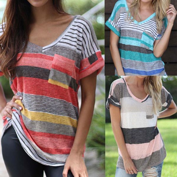 2020 tshirt women fashion v-neck stripe print short sleeve pocket poleras ropa mujer aesthetic women harajuku t shirt, White
2020 tshirt women fashion v-neck stripe print short sleeve pocket poleras ropa mujer aesthetic women harajuku t shirt, White
