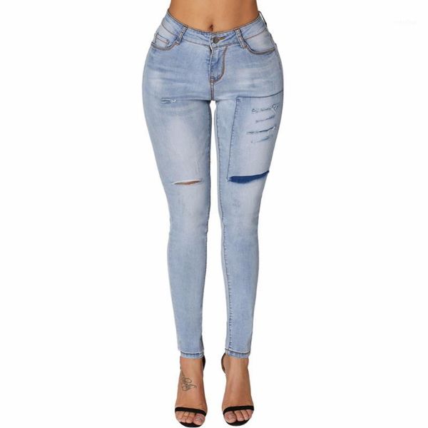 new autumn and winter solid color wild high waist hole fashion jeans women feet denim pants ripped jeans for women lc7860541, Blue
new autumn and winter solid color wild high waist hole fashion jeans women feet denim pants ripped jeans for women lc7860541, Blue