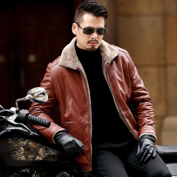 men's fur & faux plus size 8xl 7xl 6xl 5xl warm winter sheepskin leather jacket men leisure coat lining jackets outerwear parka, Black
men's fur & faux plus size 8xl 7xl 6xl 5xl warm winter sheepskin leather jacket men leisure coat lining jackets outerwear parka, Black