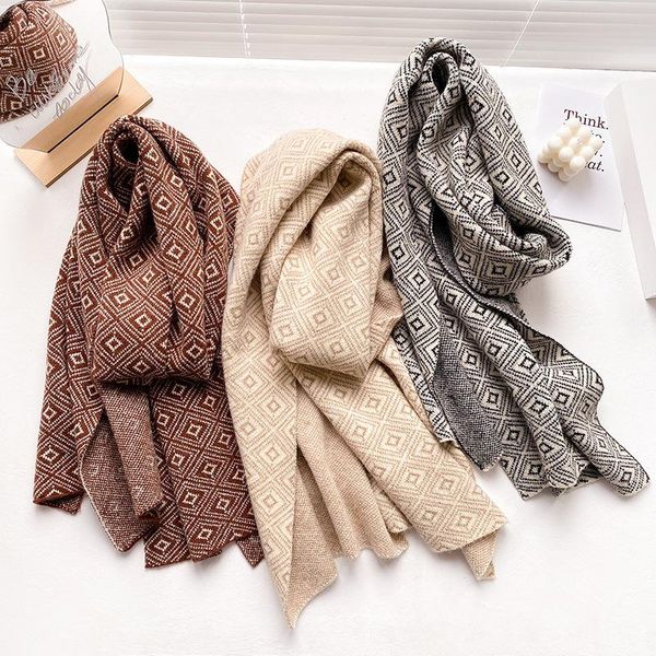 scarves 2021 korean autumn winter cashmere imitation thickened warm women's scarf geometric pattern couple student shawl, Blue;gray
scarves 2021 korean autumn winter cashmere imitation thickened warm women's scarf geometric pattern couple student shawl, Blue;gray
