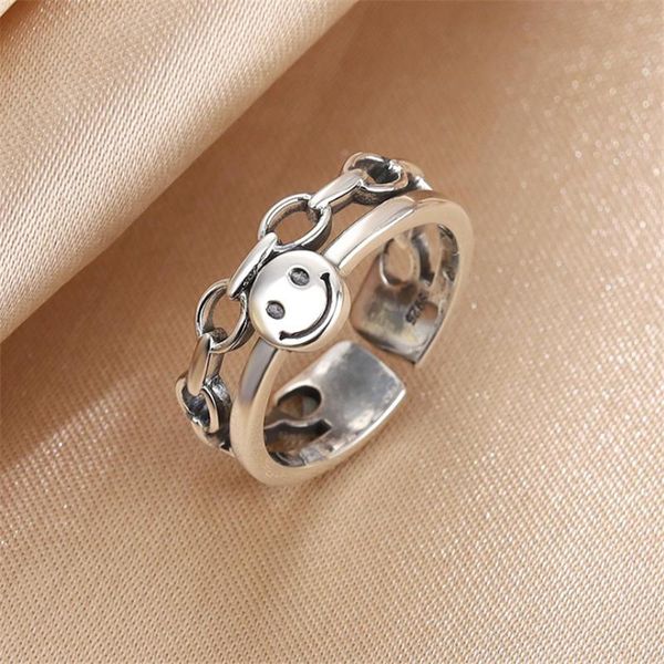 cluster rings 2021 simple lucky keep smilely face vintage finger for female jewelry 925 sterling silver link chain punk style party gift, Golden;silver
cluster rings 2021 simple lucky keep smilely face vintage finger for female jewelry 925 sterling silver link chain punk style party gift, Golden;silver