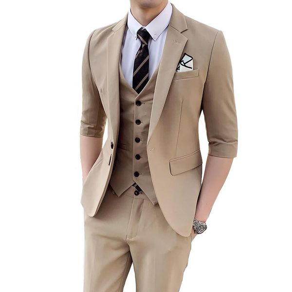 gentleman british style men's half sleeve blazer pants vest trend designer wedding dress jacket trousers male suit 3 pcs sets, White;black
gentleman british style men's half sleeve blazer pants vest trend designer wedding dress jacket trousers male suit 3 pcs sets, White;black