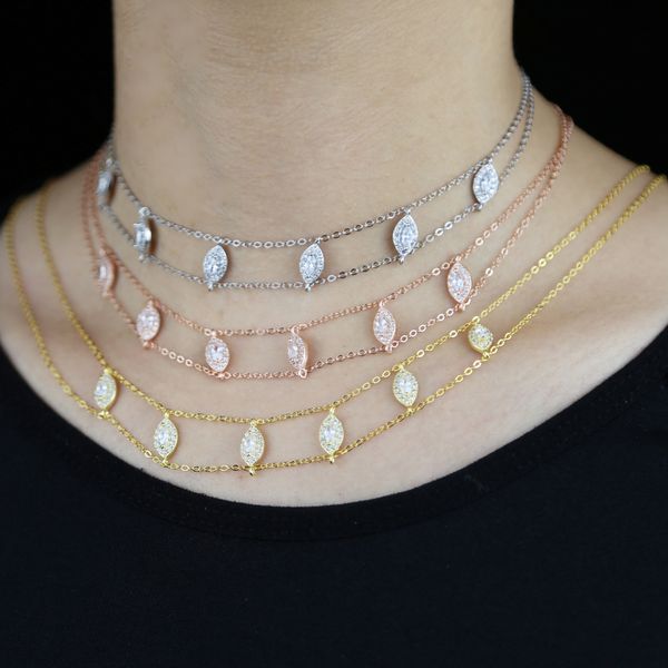 100% 925 sterling silver sparking cz wedding engagement women jewelry marquise cz double chain women choker necklace, Black
100% 925 sterling silver sparking cz wedding engagement women jewelry marquise cz double chain women choker necklace, Black