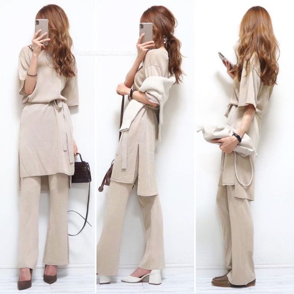 2021 women piece sets spring t-shirt legs pants korean simple suits new style to fashion lady suit ig0v, White
2021 women piece sets spring t-shirt legs pants korean simple suits new style to fashion lady suit ig0v, White