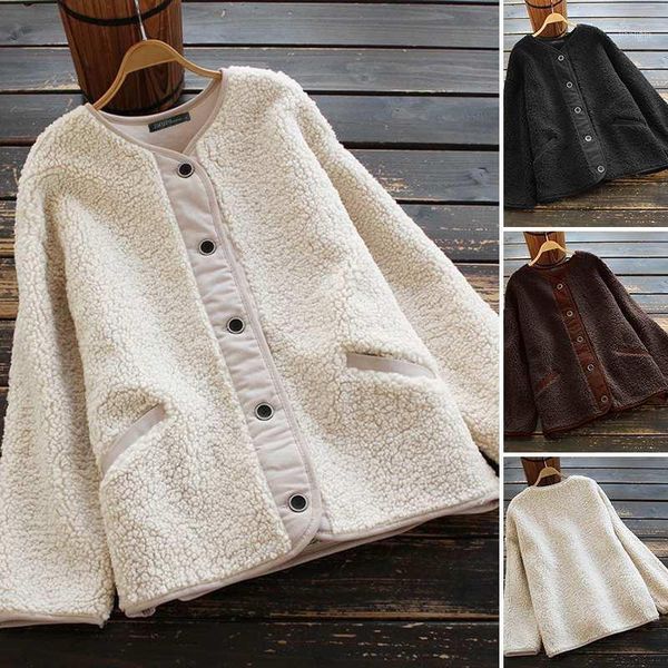 stylish fleece coats women's o neck jackets 2021 zanzea casual long sleeve outwears female button down tunic plus size overcoats1, Black;brown
stylish fleece coats women's o neck jackets 2021 zanzea casual long sleeve outwears female button down tunic plus size overcoats1, Black;brown