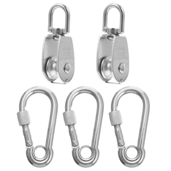 5pcs practical single pulley block heavy duty stainless steel pulley roller