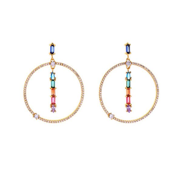 hoop & huggie luxury zircon earrings rainbow crystal shiny chic big circle for women fashion jewelry arrival, Golden;silver
hoop & huggie luxury zircon earrings rainbow crystal shiny chic big circle for women fashion jewelry arrival, Golden;silver