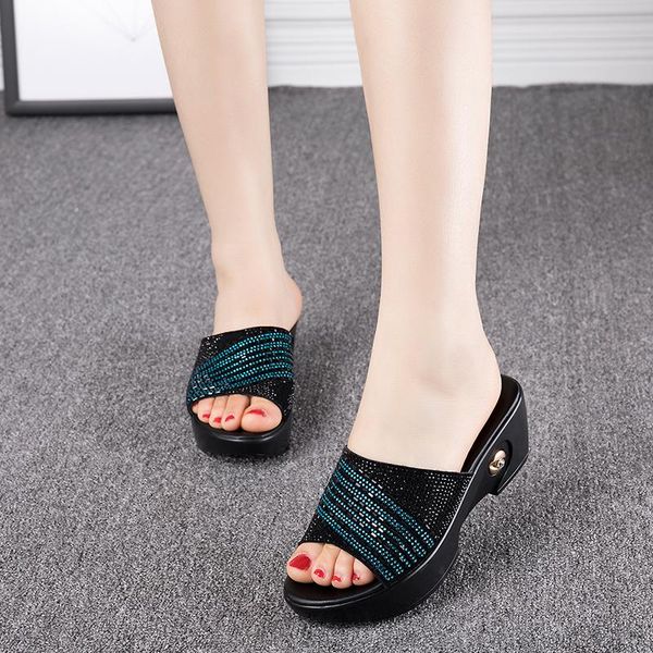 sandals rhinestone middle-aged lady leather wedge slippers plus size 40 41 mother cool and fashion woman summer shoes, Black
sandals rhinestone middle-aged lady leather wedge slippers plus size 40 41 mother cool and fashion woman summer shoes, Black